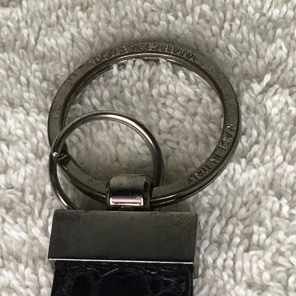 Dolce&Gabbana Silvertone Metal and Black Leather Key Ring (3in) - Picture 5 of 6